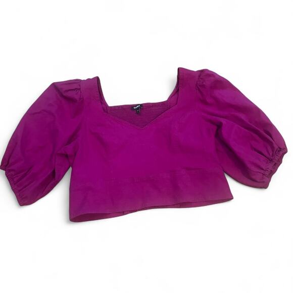 Express linen blend puff sleeve magenta - Picture 1 of 6